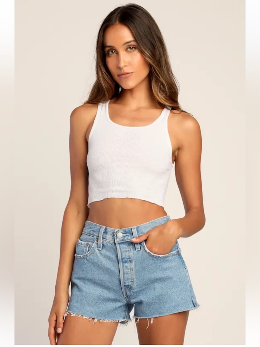Levi’s 501 Light Stone Wash High Rise Distressed Denim Shorts | Size 25